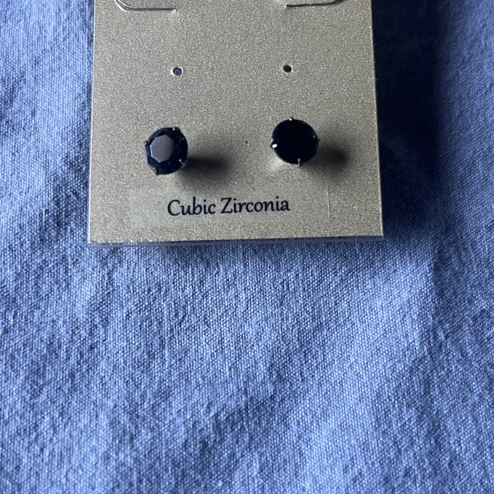 Cubic Zirconia Black Stud Earrings